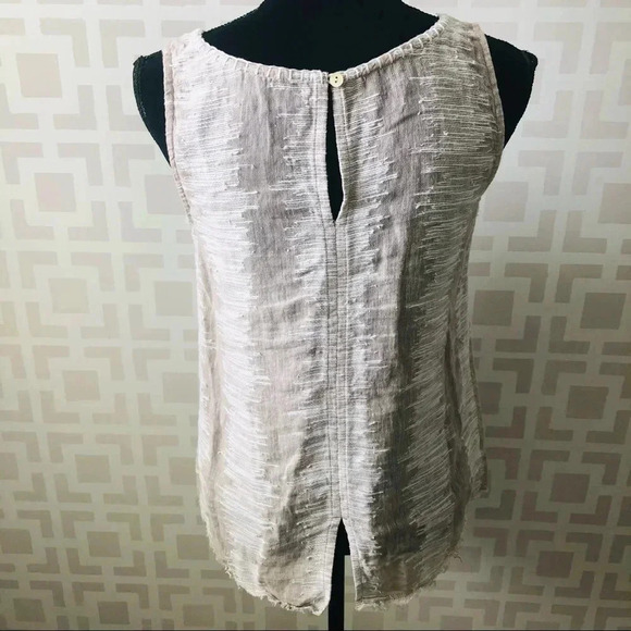 Nic+Zoe Linen Blend Tank Tan Woven Split Back XS - Picture 2 of 4